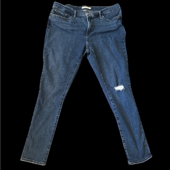 Levi's Classic Blue Skinny Jeans with Distressed Detail - Picture 1 of 6